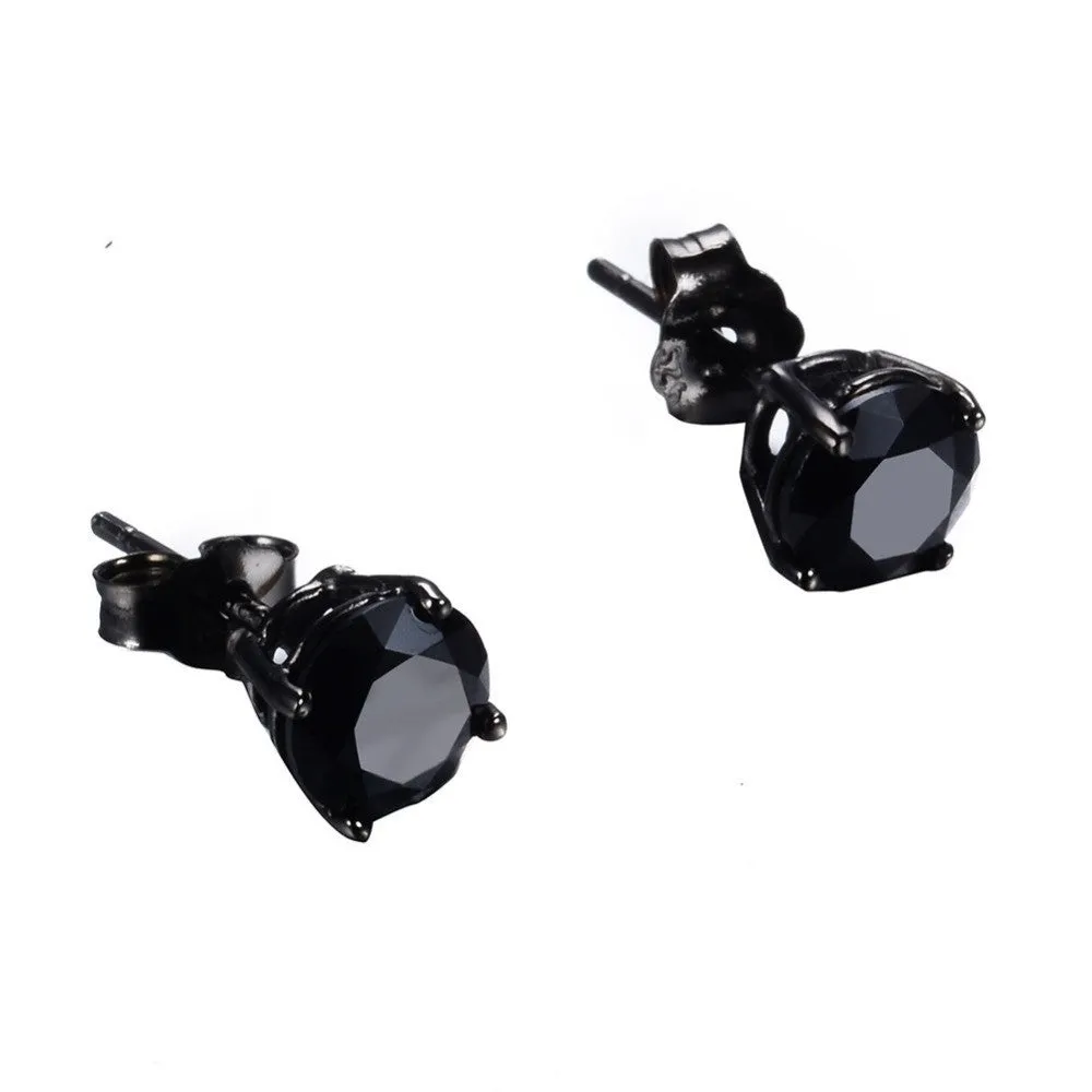 New Lover's Black Gold Earring Round Geometric Design 925 Sterling Silver Fashion Black Earrings Studs For Men And Women