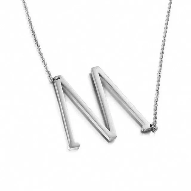 New Minimalist A-Z Letter Name Initial Necklaces For Women Big Letter Pendant Necklace