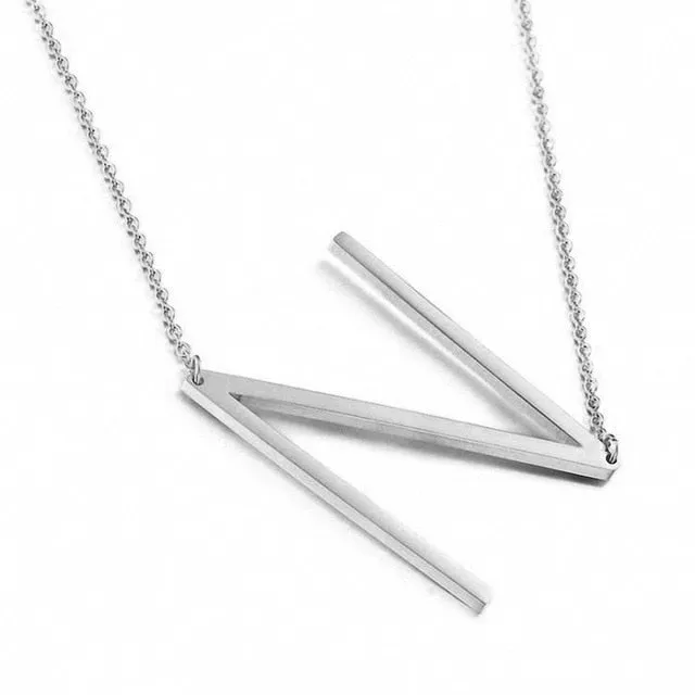 New Minimalist A-Z Letter Name Initial Necklaces For Women Big Letter Pendant Necklace