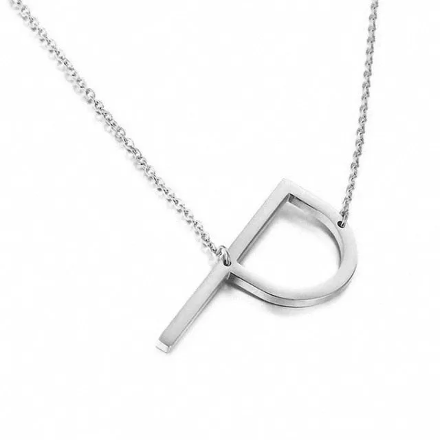 New Minimalist A-Z Letter Name Initial Necklaces For Women Big Letter Pendant Necklace