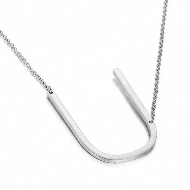 New Minimalist A-Z Letter Name Initial Necklaces For Women Big Letter Pendant Necklace