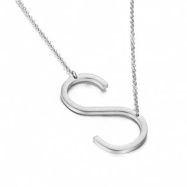 New Minimalist A-Z Letter Name Initial Necklaces For Women Big Letter Pendant Necklace