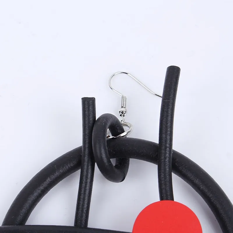 New Red Round Wooden Drop Earring