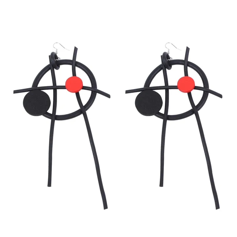 New Red Round Wooden Drop Earring