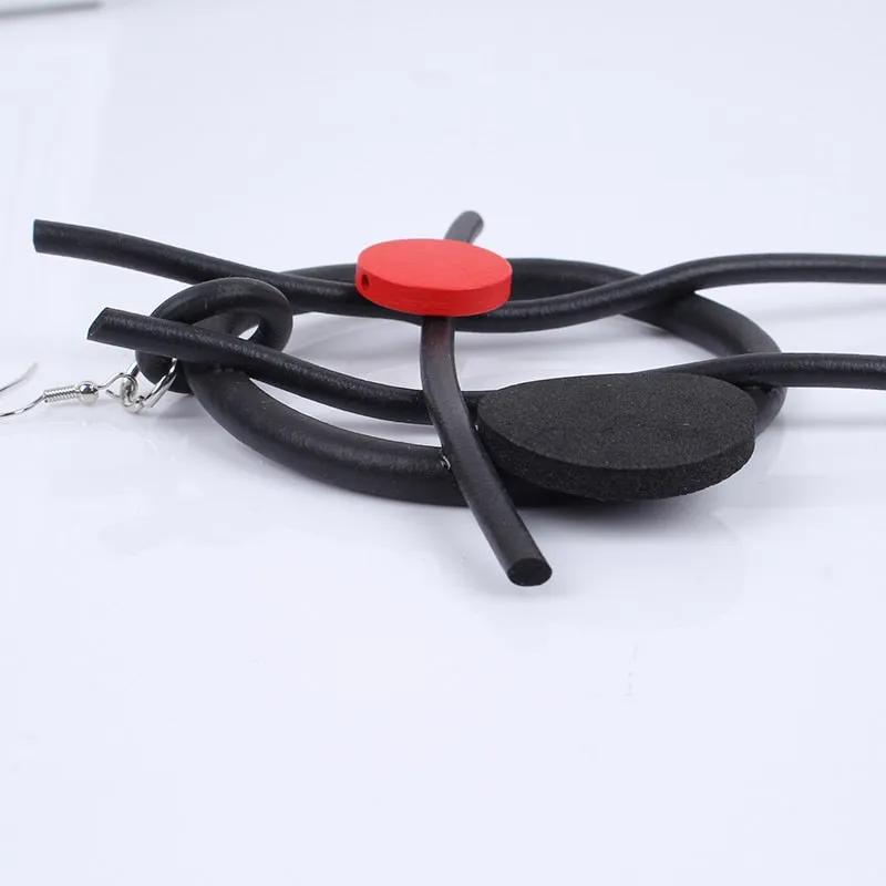 New Red Round Wooden Drop Earring