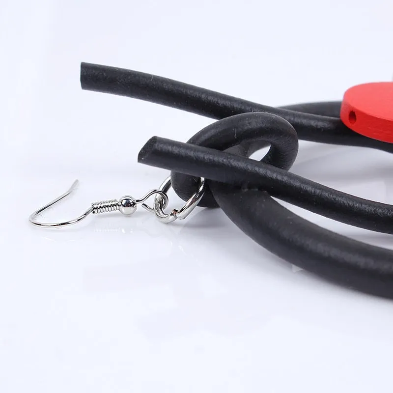 New Red Round Wooden Drop Earring