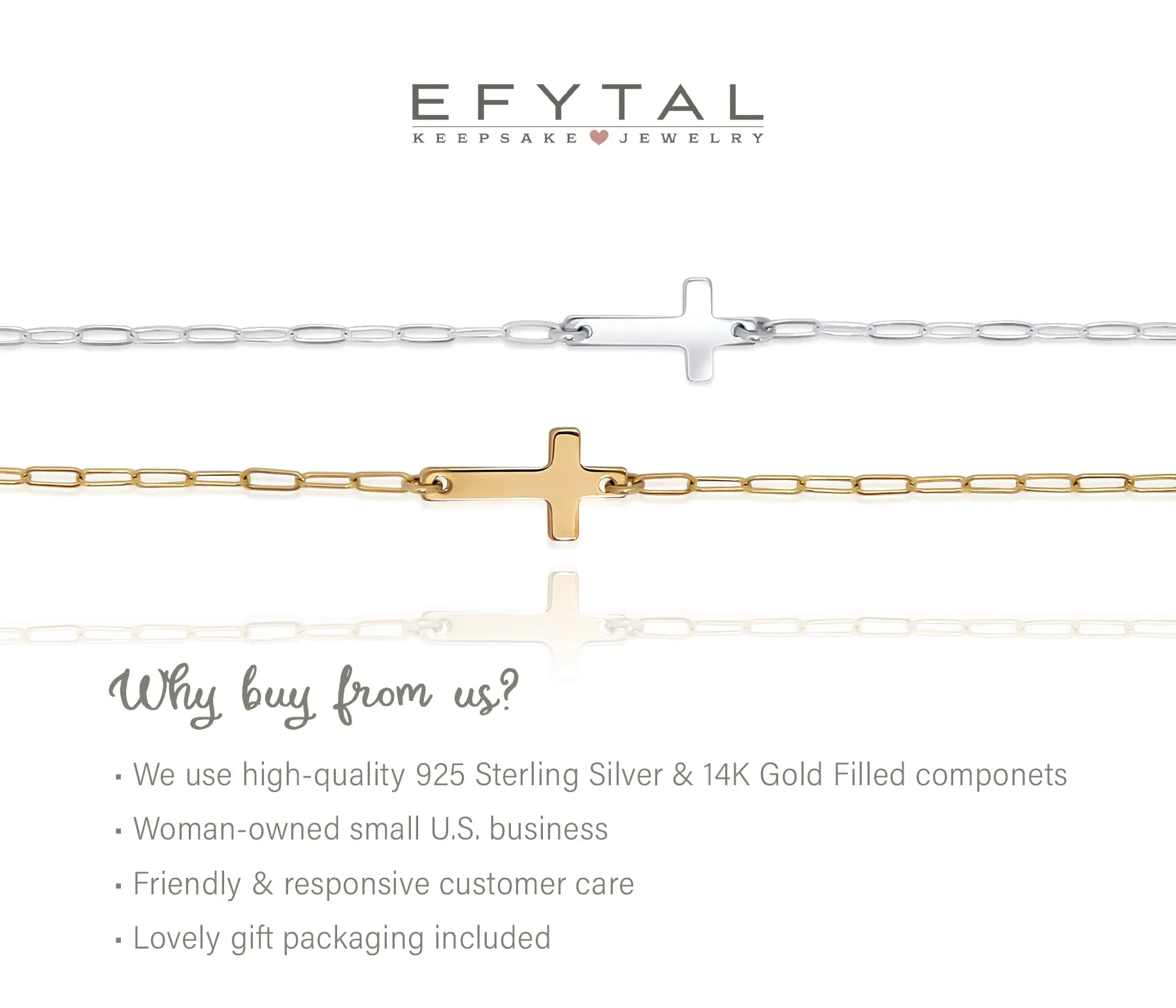 noah sideways cross necklace • joy faith patience