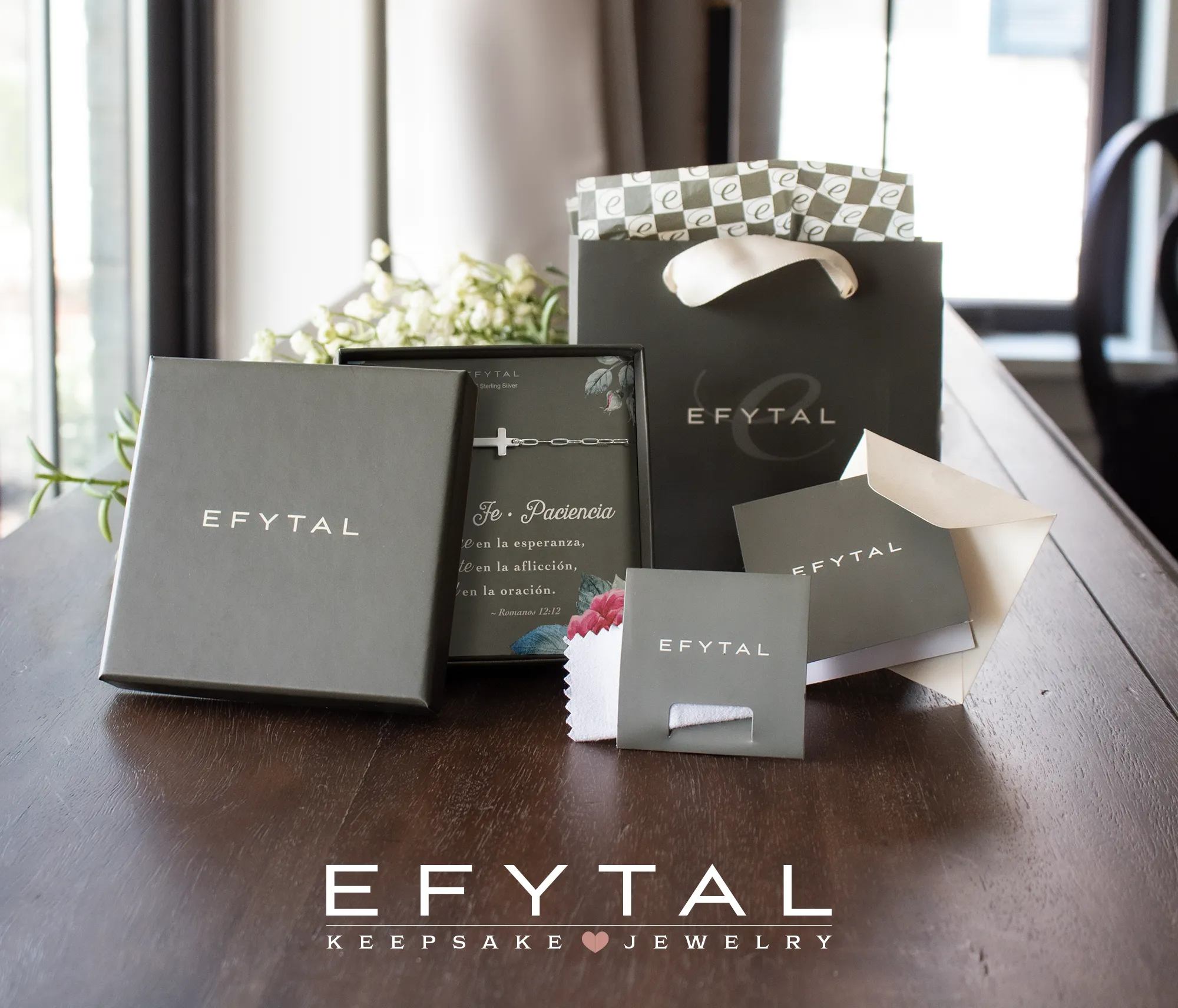 noah sideways cross necklace • joy faith patience