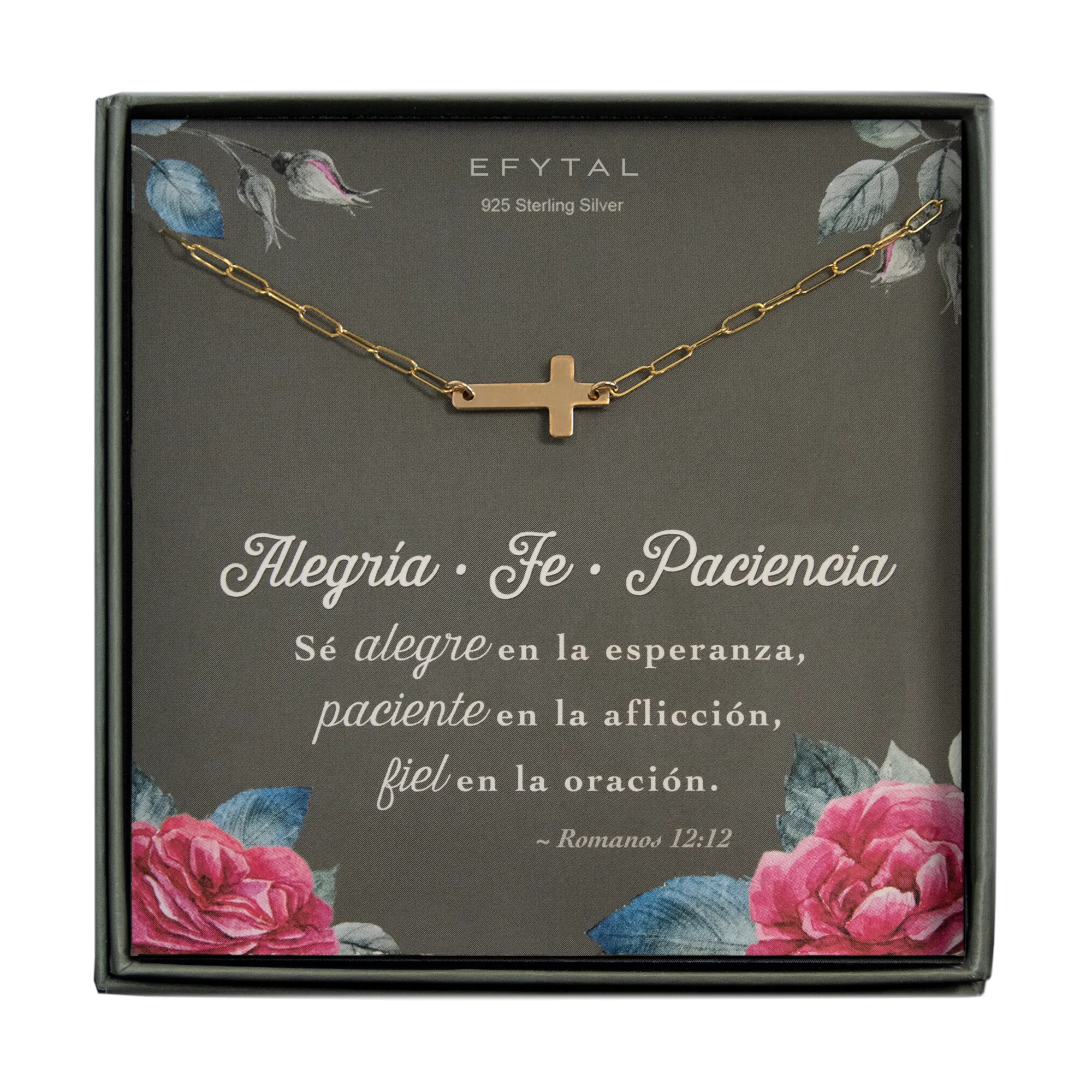 noah sideways cross necklace • joy faith patience