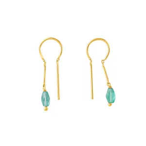 Oblong Stony Dancer Threaders in Blue Apatite & Gold - 1 1/8" L | Available to Ship March 14, 2025