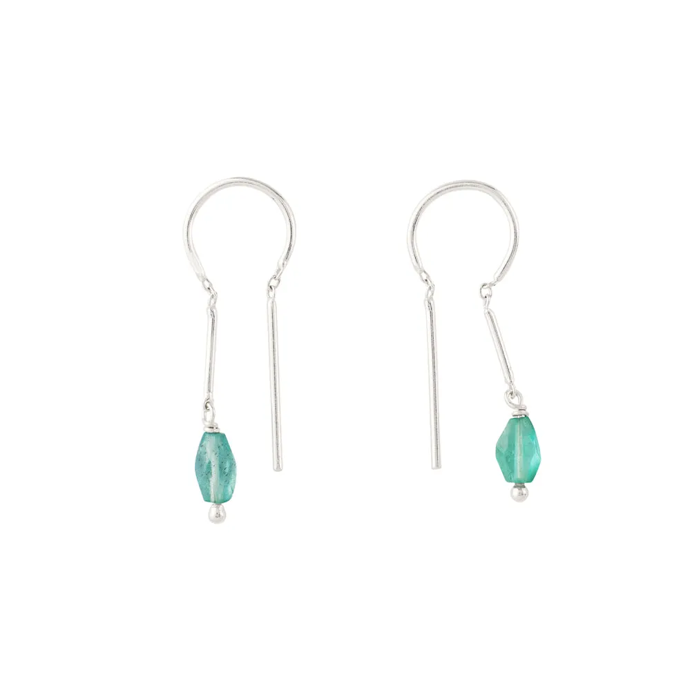 Oblong Stony Dancer Threaders in Blue Apatite & Silver - 1 1/8" L | Available to Ship March 14, 2025