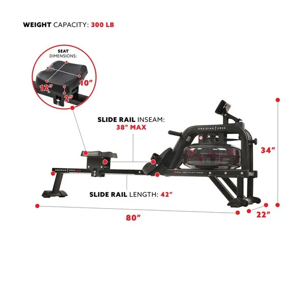 Obsidian Surge Water Rowing Machine Rower