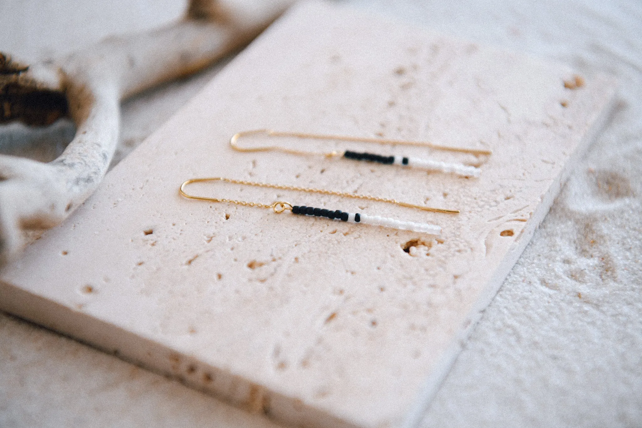 Ocean Sky Gold Plated Seed Bead Threader Earrings