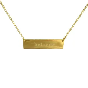 Old English Metal Engraved Bar Necklace