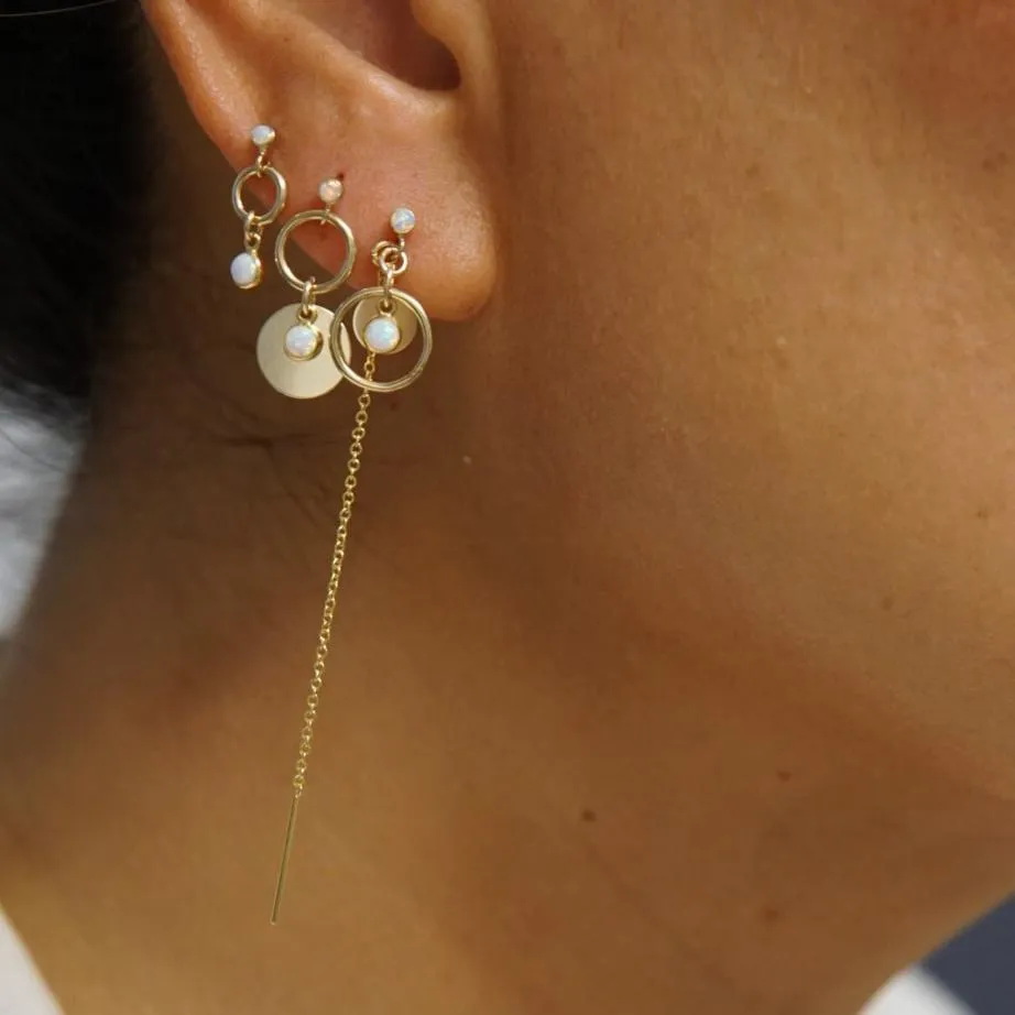 Opalescence Disc & Threader Stud Earrings