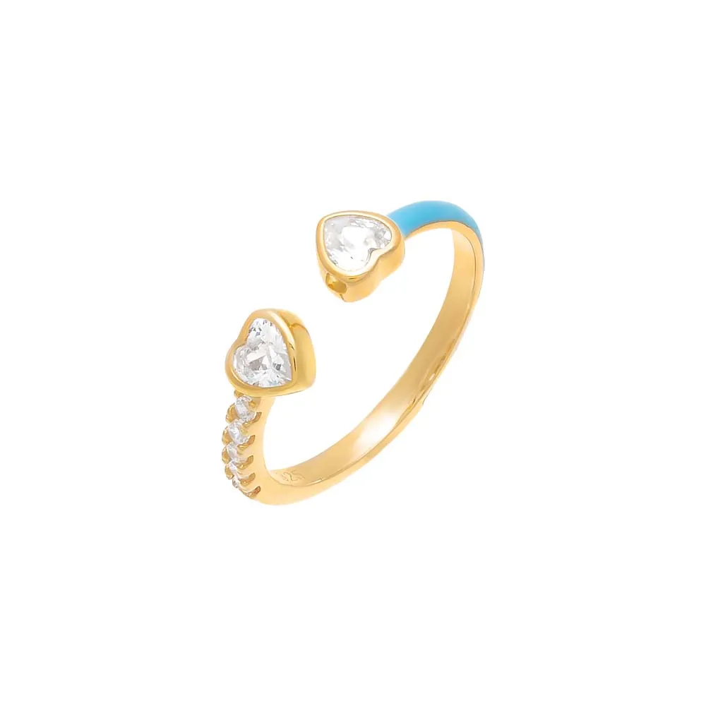 Open Heart Bezel Enamel Ring