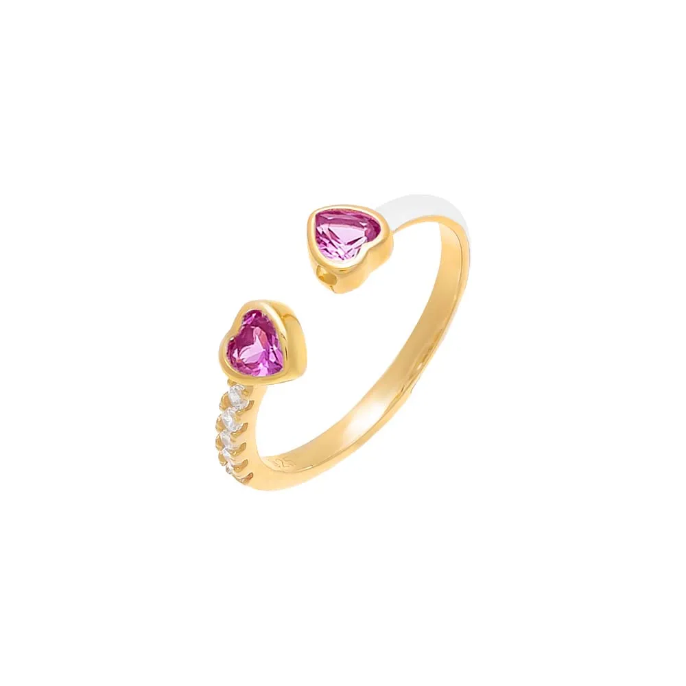 Open Heart Bezel Enamel Ring