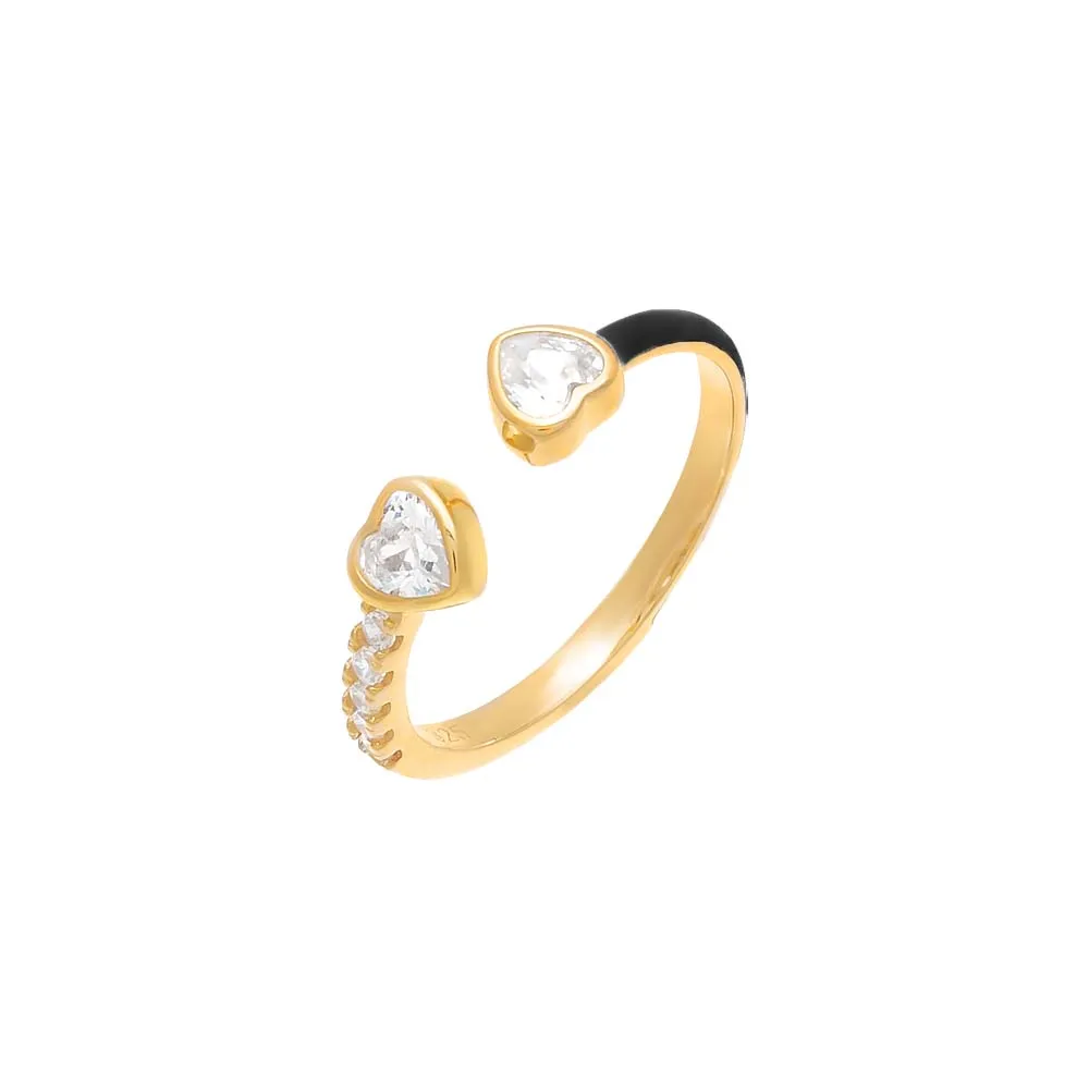 Open Heart Bezel Enamel Ring