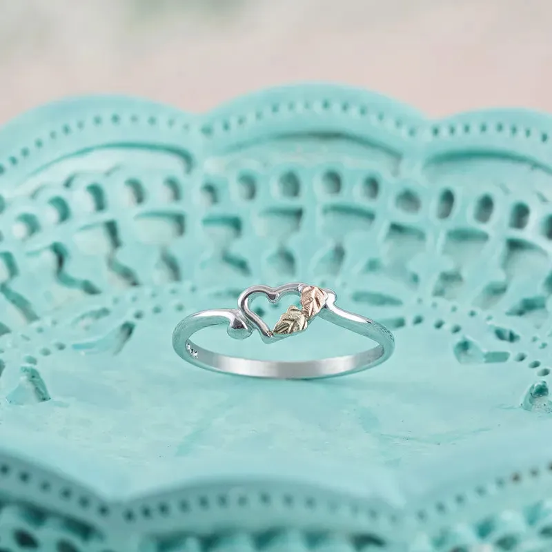Open Heart - Sterling Silver Black Hills Gold Ring