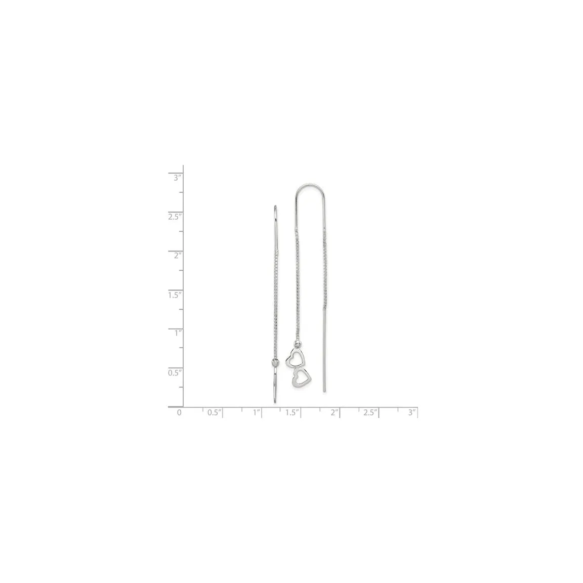 Open Heart Threader Earrings (Silver)