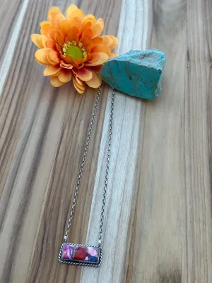 Orange Dalia Bar Necklace