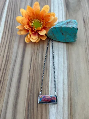 Orange Dalia Bar Necklace