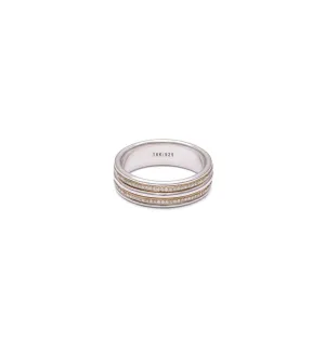 Orb Ring | 7.5mm | Pave Detail | Mixed Metal