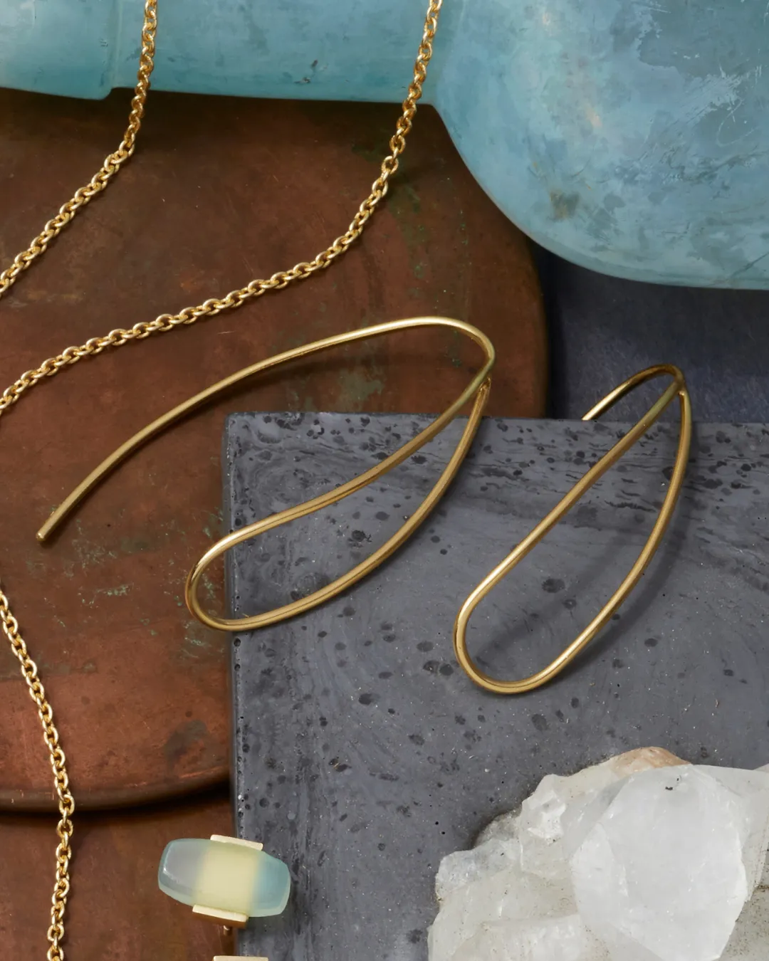 OVAL THREADER EARRINGS