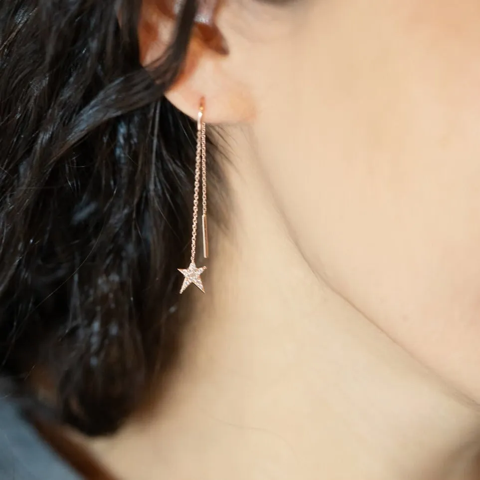 OWN Your Story Swinging Threader Diamond & Gold Rockstar Earrings