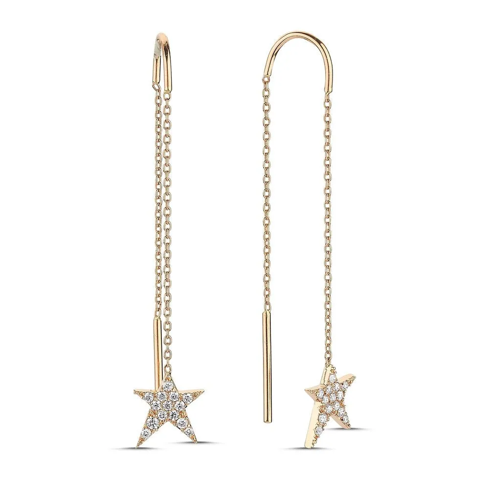 OWN Your Story Swinging Threader Diamond & Gold Rockstar Earrings