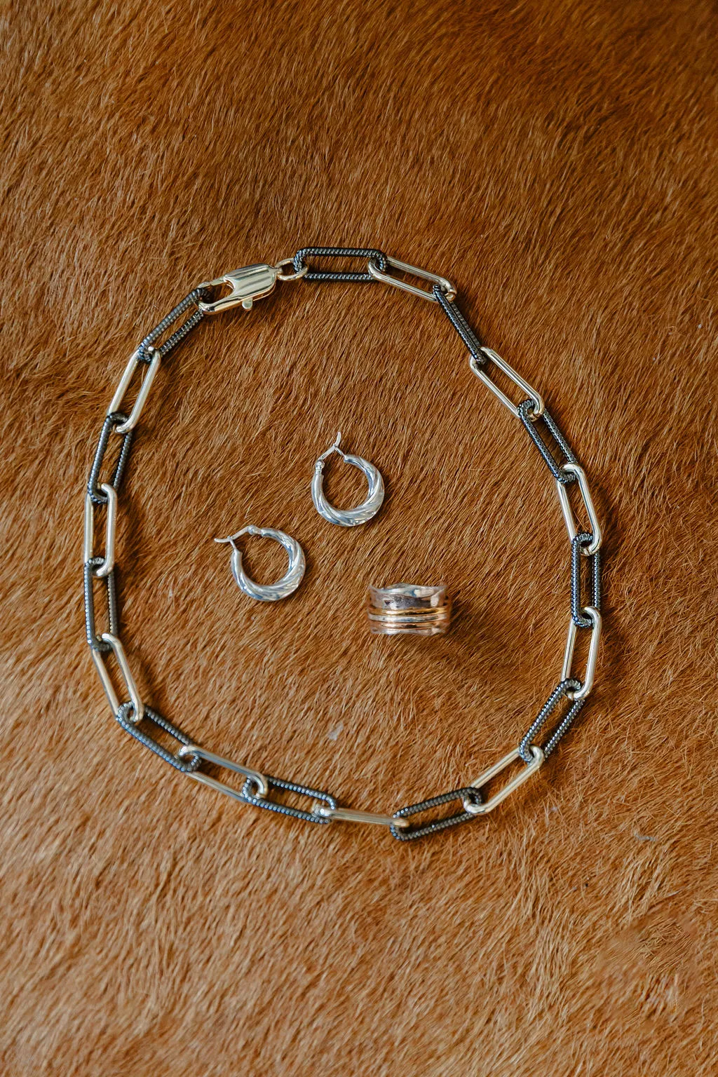 Oxidized Silver and 14k Gold Fill Necklace 18"