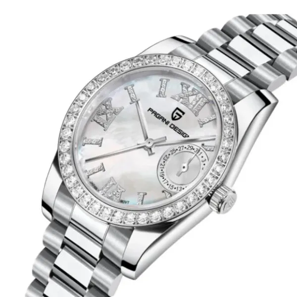 Pagani Design  Silver Stainless Steel White Dial  Quartz Watch for Ladies - PD-1776