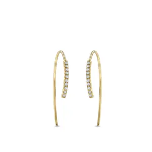 Pavé Diamond Bar Short Wire Threader Earrings
