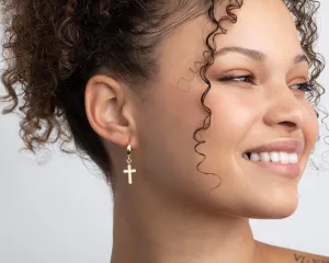 Pave Cross Earrings - 18K Gold Vermeil