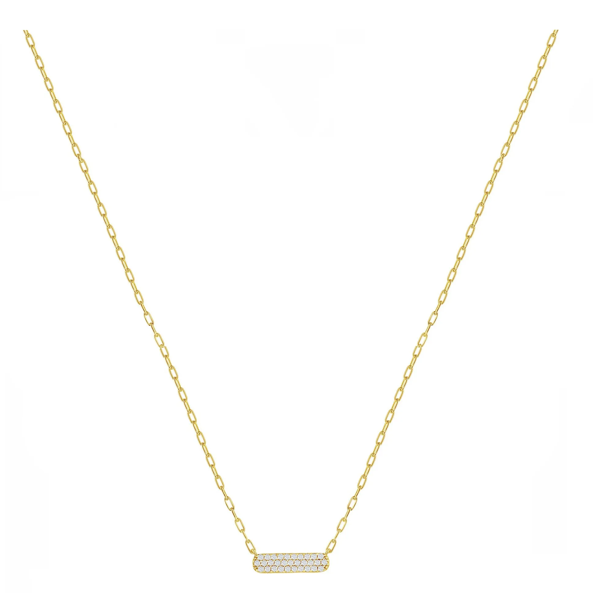 Pave Oval Bar Necklace