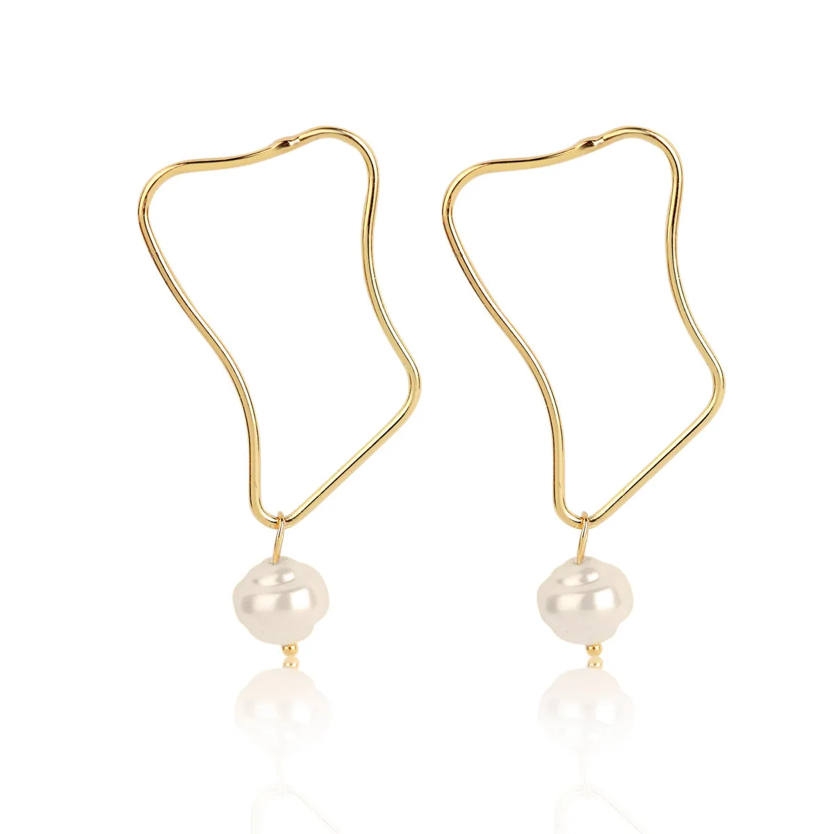 Pearl & 18K Gold-Plated Geometric Drop Earrings