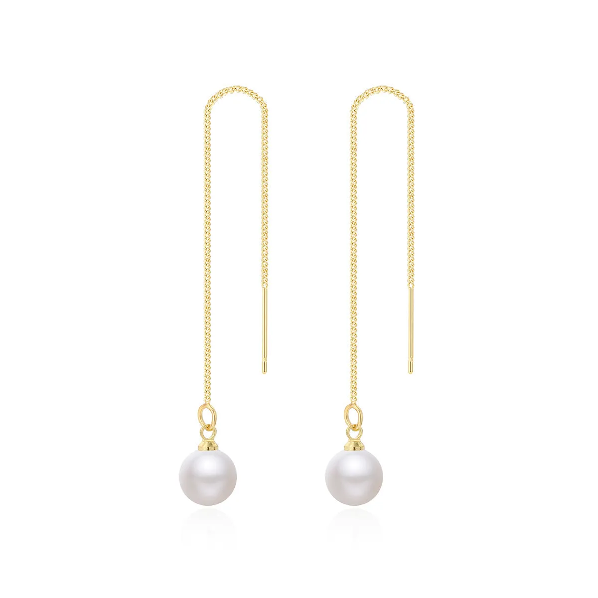 Pearl & 18K Gold-Plated Threader Earrings
