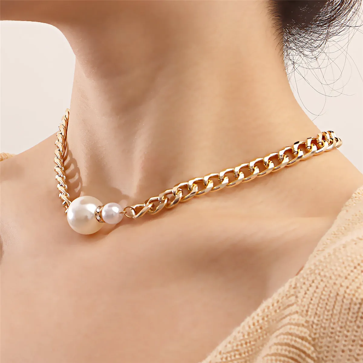 Pearl & Cubic Zirconia 18K Gold-Plated Pendant Necklace