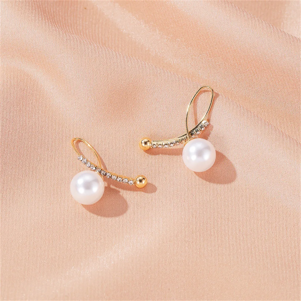 Pearl & Cubic Zirconia 18K Gold-Plated Threader Earrings