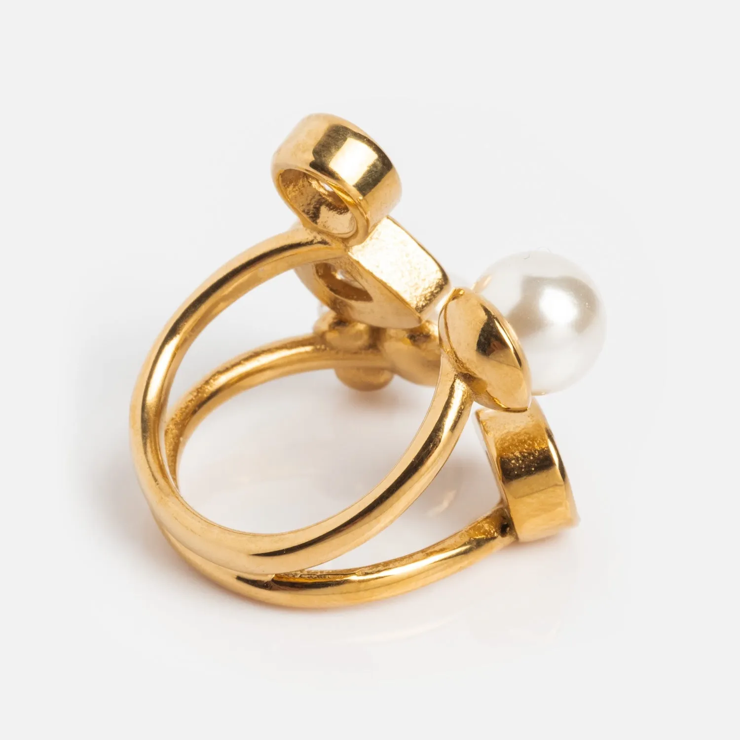 Pearl and Clear Wrap Ring