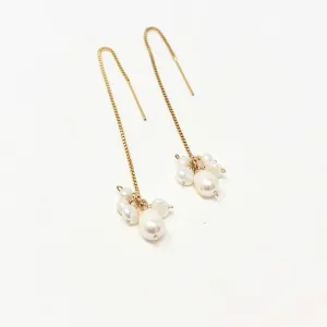 PEARL CLUSTER Box Chain Threader Earrings