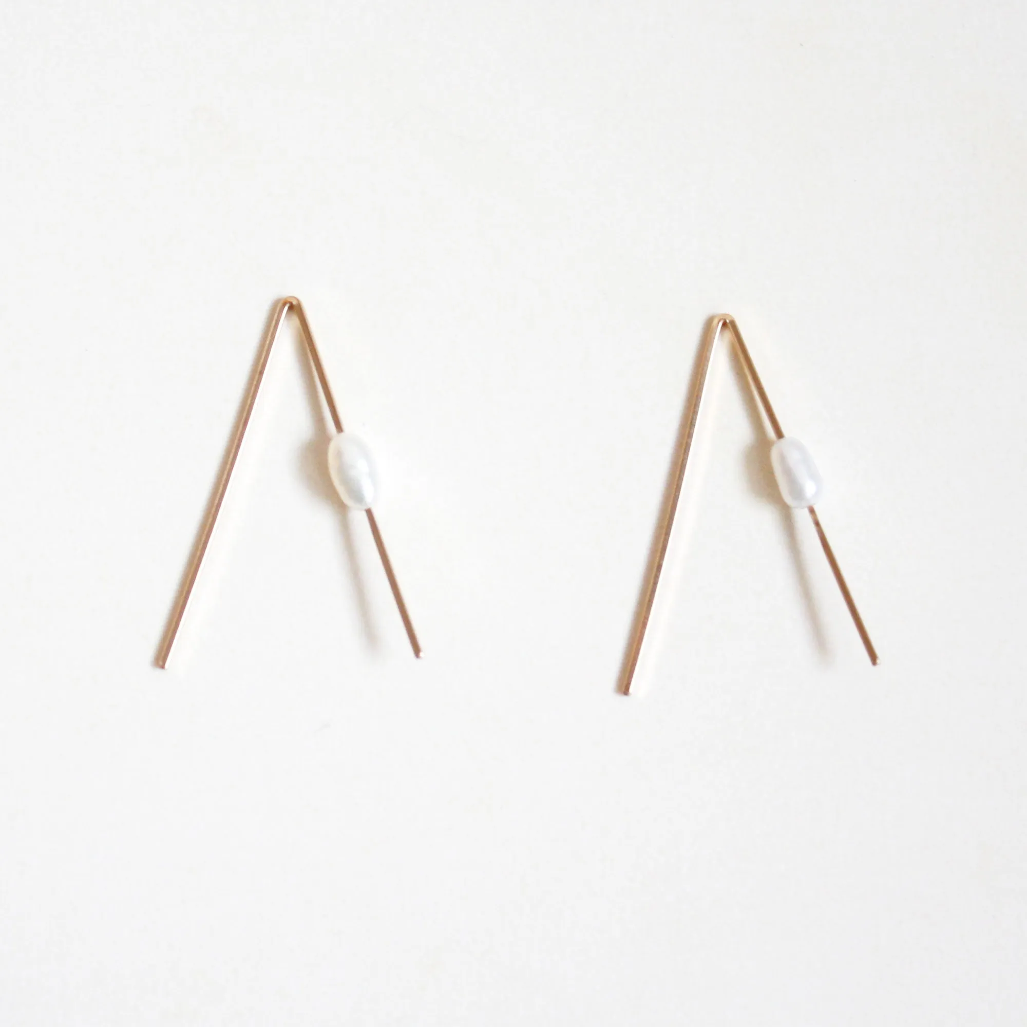 Pearl Threader Earrings - Inverted V