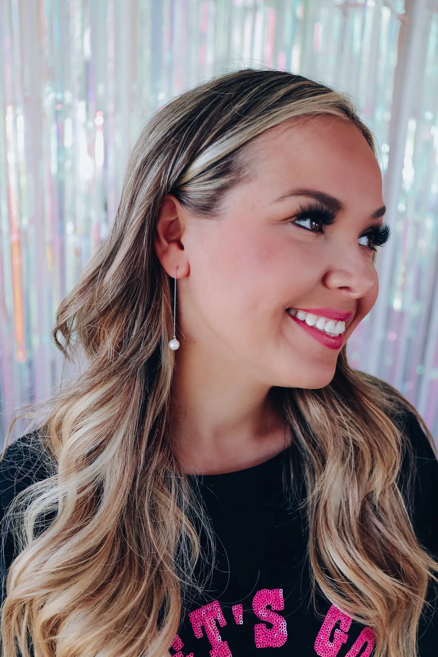 Pearly Girl Threader Earrings by B.b.Lila - Silver