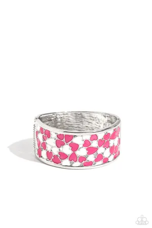Penchant for Patterns - Pink - Painted Heart Paparazzi Hinge Bracelet