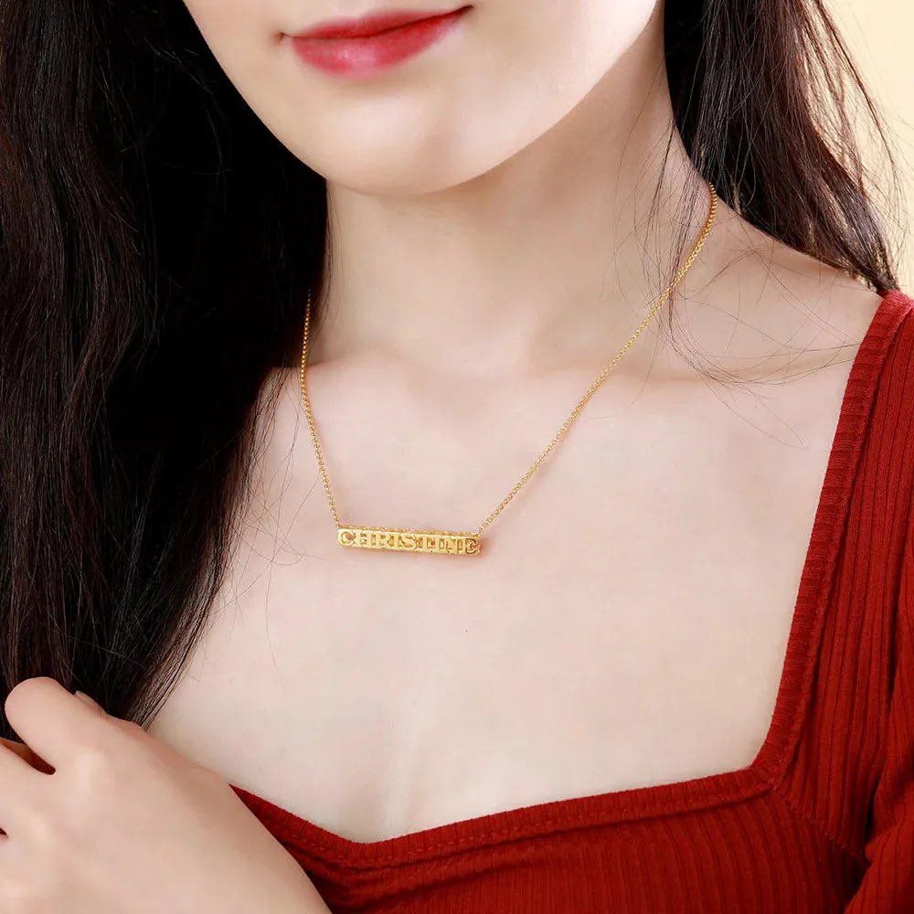 Personalized Cubic Bar Name Necklace