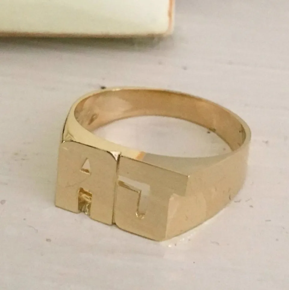 Personalized Gold Stacked Initial Monogram Ring- 8mm