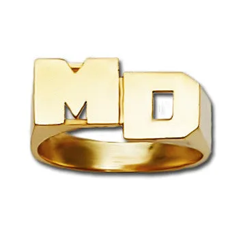 Personalized Gold Stacked Initial Monogram Ring- 8mm
