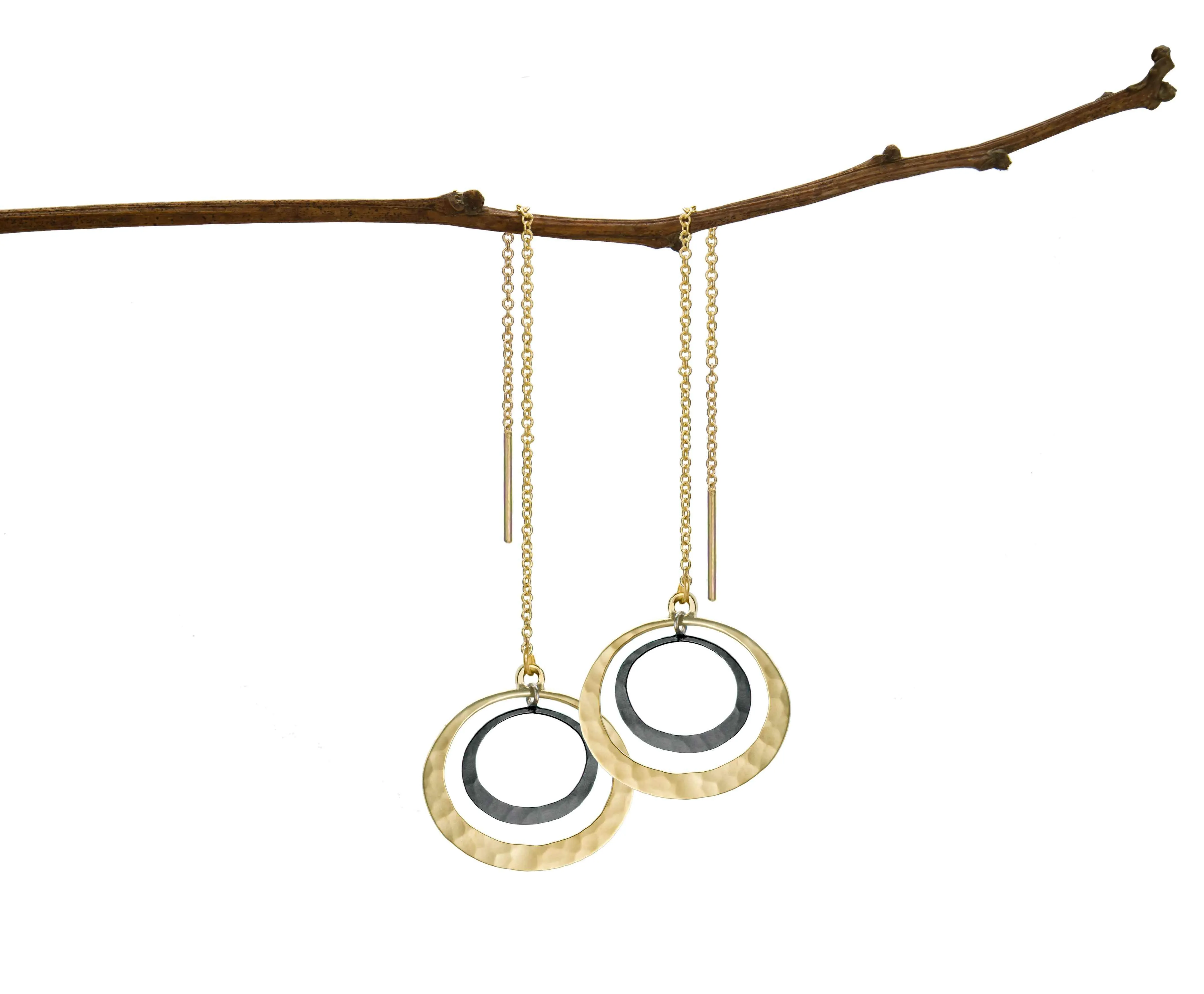 Petite Eclipse Two Tone Lunar Threader Earrings