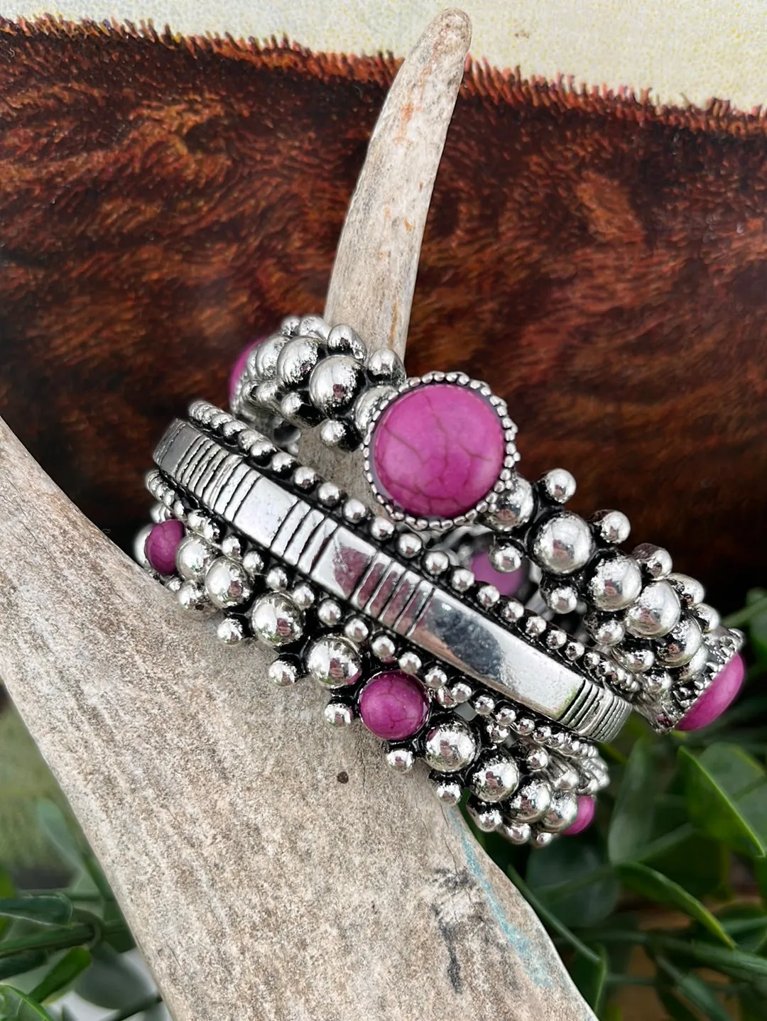 Philadelphia Fashion Silver & Stone Stretch Bracelet Set