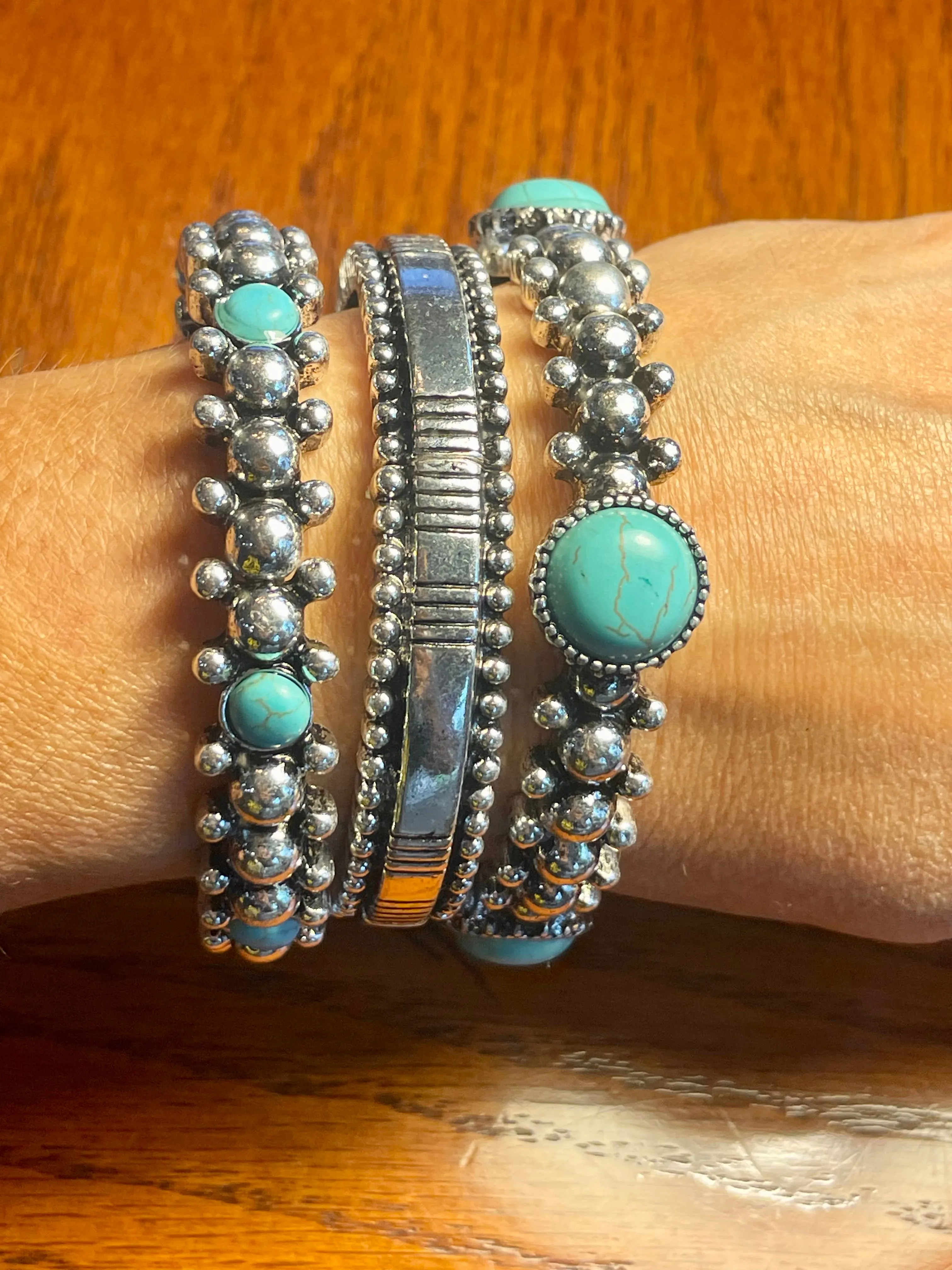 Philadelphia Fashion Silver & Stone Stretch Bracelet Set